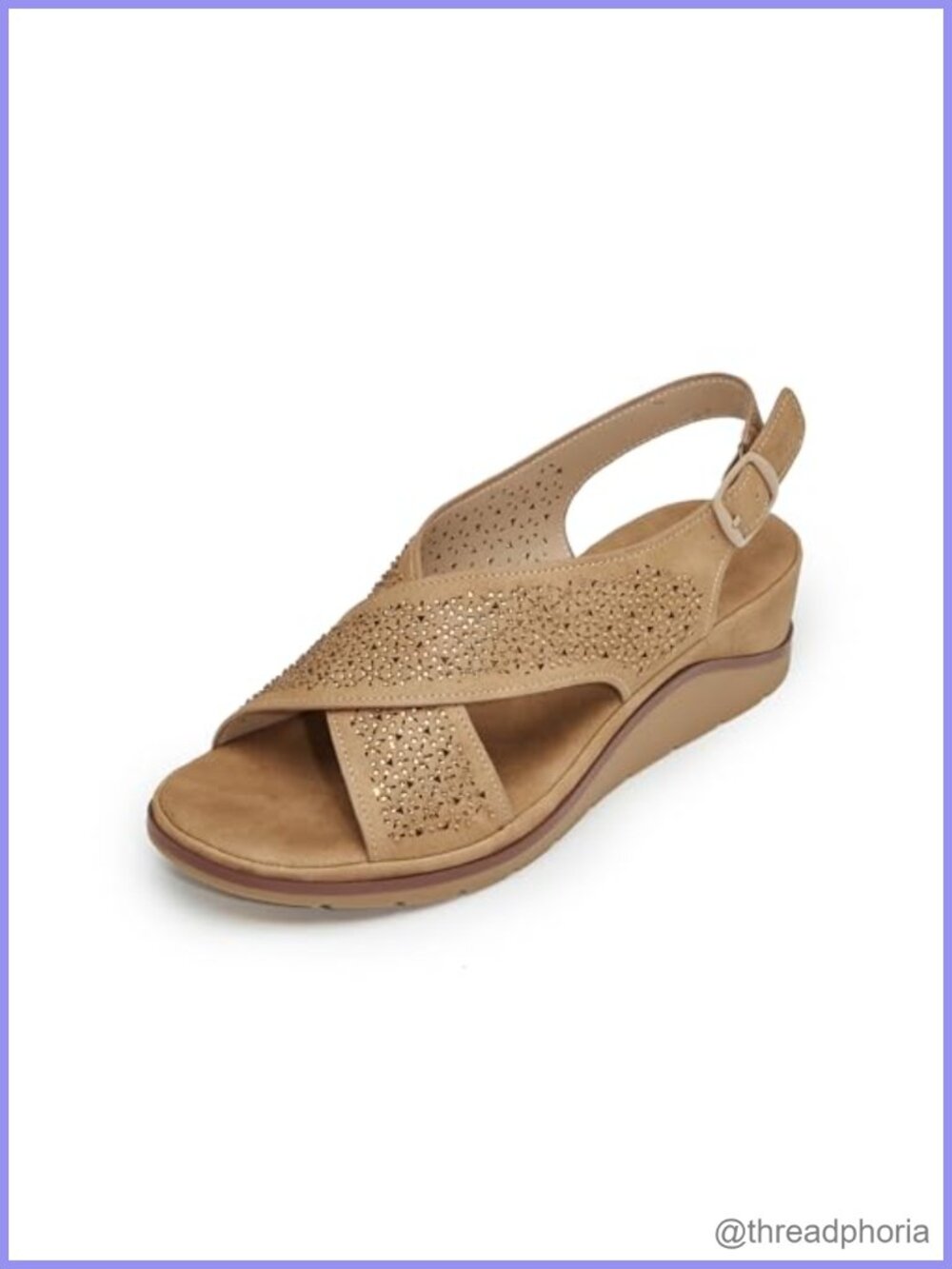 Rhinestone Slingback Wedge Sandals Open Toe Dressy Women